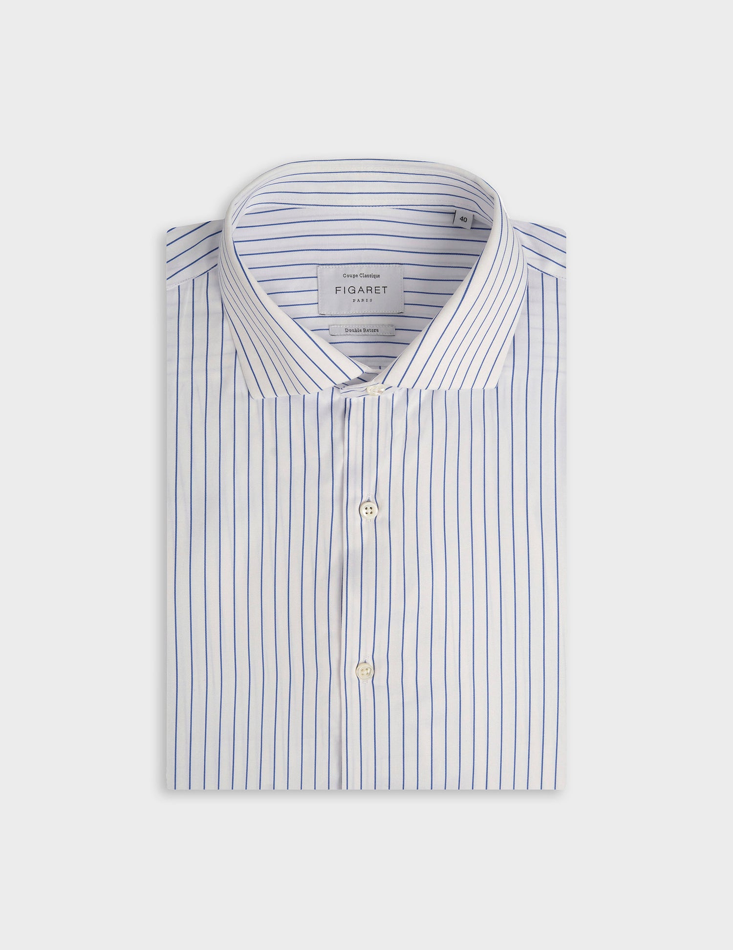 Classic blue striped shirt - Twill - Italian Collar - Musketeers Cuffs