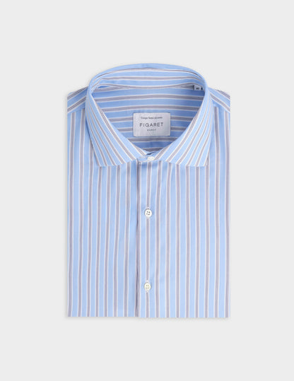 Semi-fitted blue striped shirt