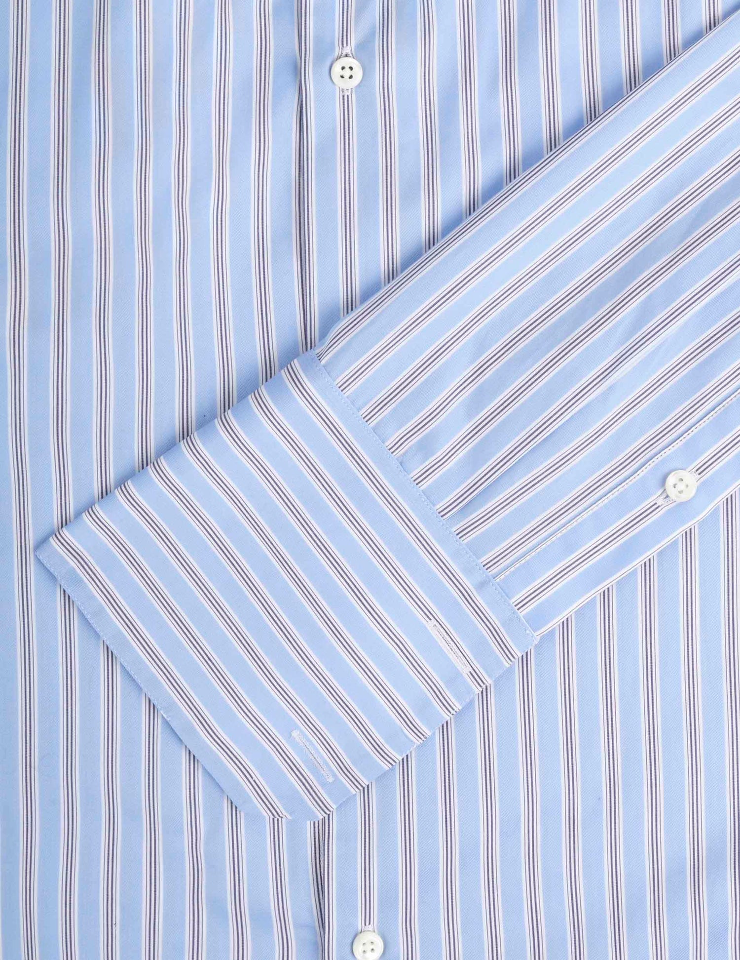 Semi-fitted blue striped shirt - Twill - Italian Collar - Musketeers Cuffs#3