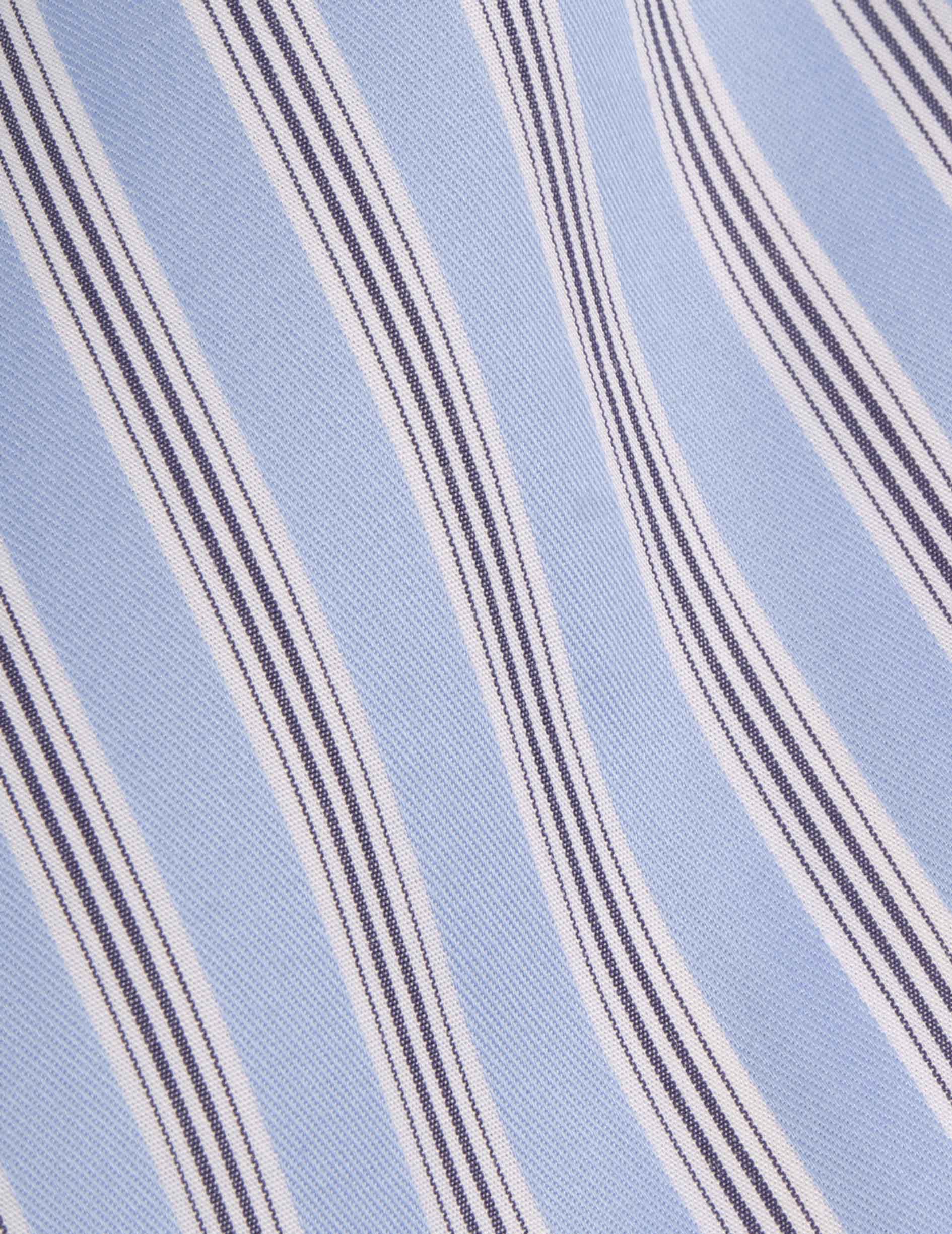 Semi-fitted blue striped shirt - Twill - Italian Collar - Musketeers Cuffs