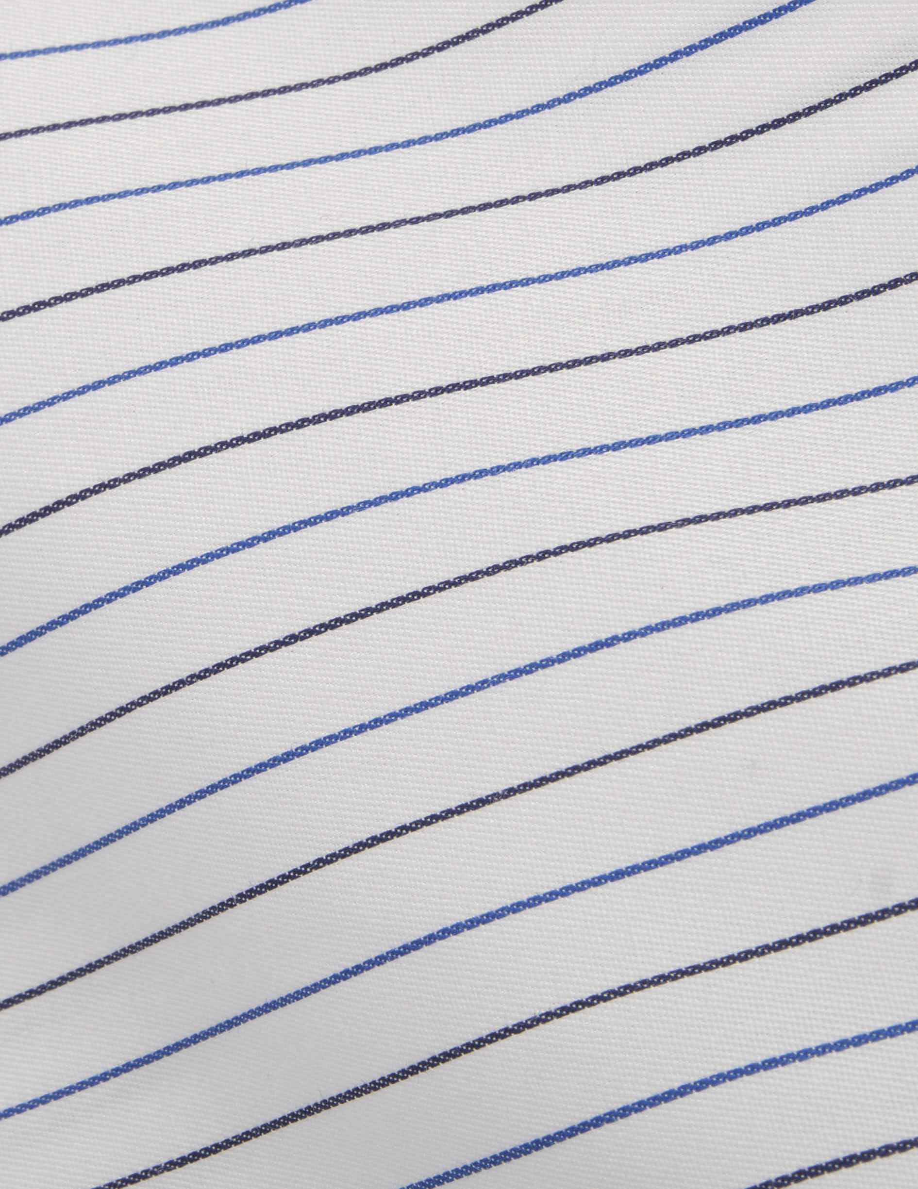 Semi-fitted navy striped shirt - Twill - Italian Collar - Musketeers Cuffs