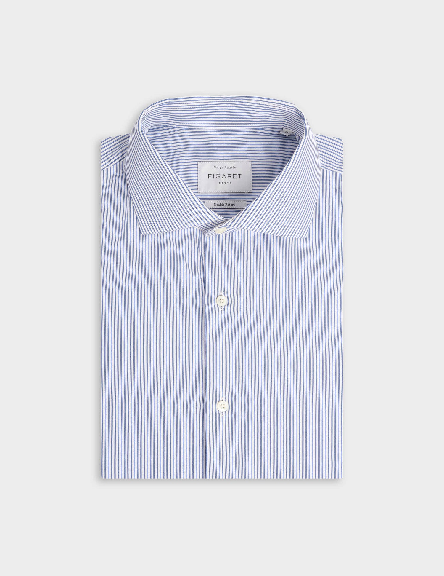Fitted blue striped shirt - Poplin - Italian Collar