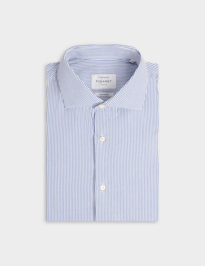 Fitted blue striped shirt