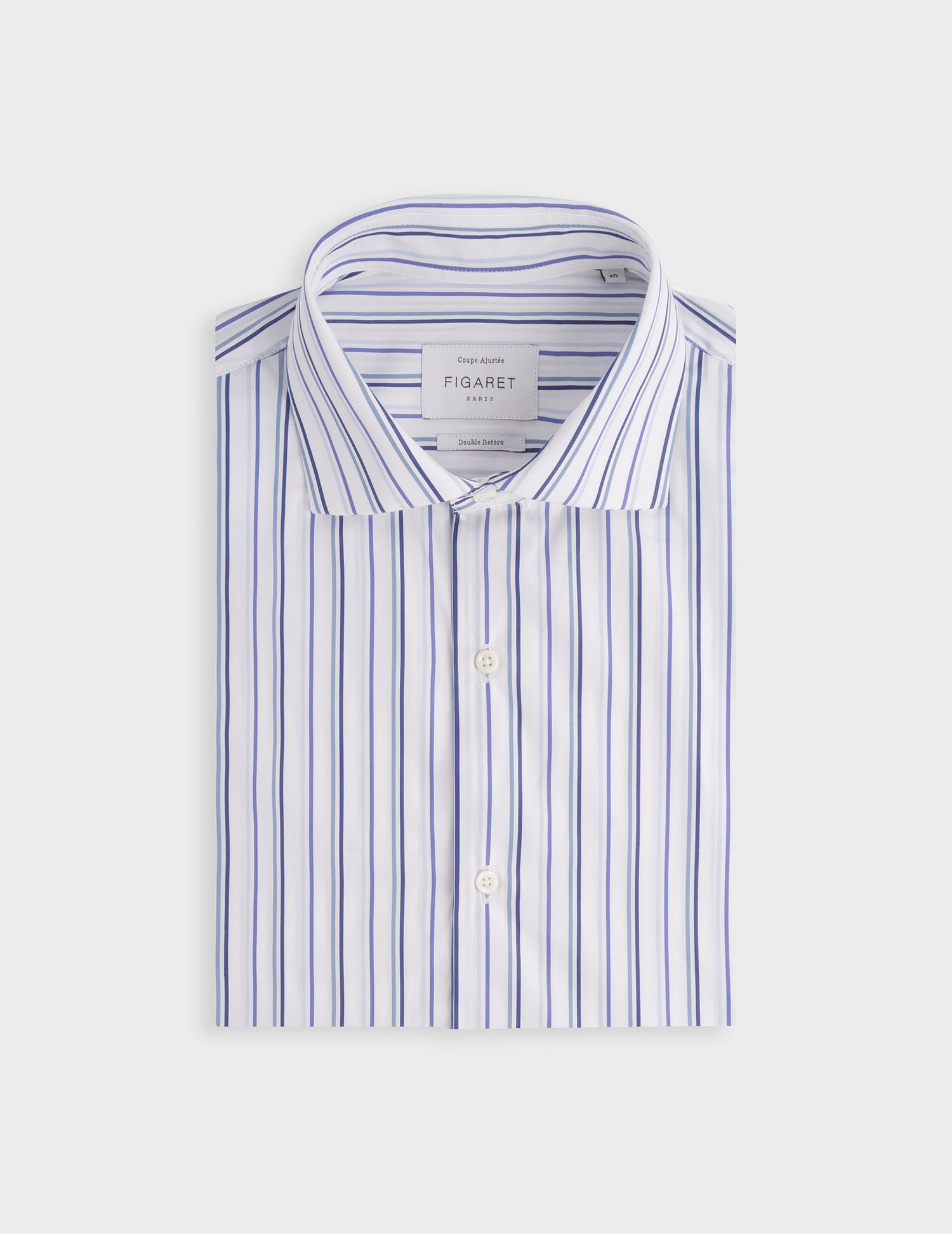 Blue fitted striped shirt - Poplin - Italian Collar