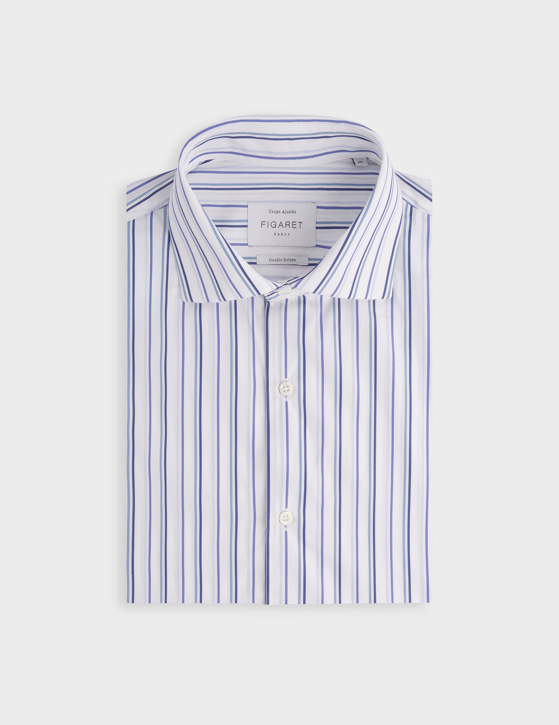 Blue fitted striped shirt