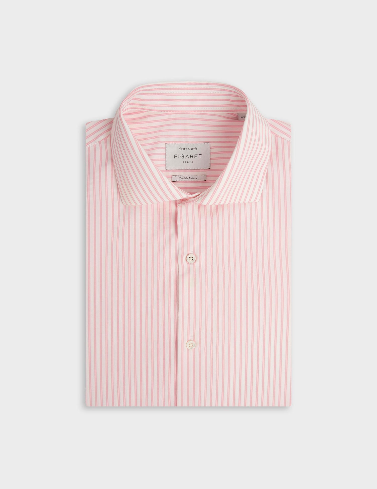 Fitted pink striped shirt - Poplin - Italian Collar