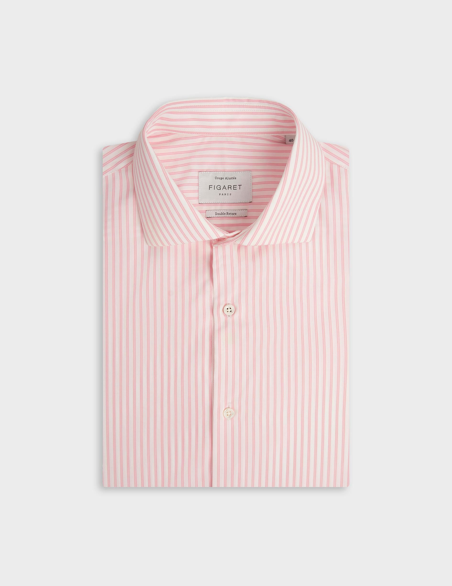 Fitted pink striped shirt - Poplin - Italian Collar