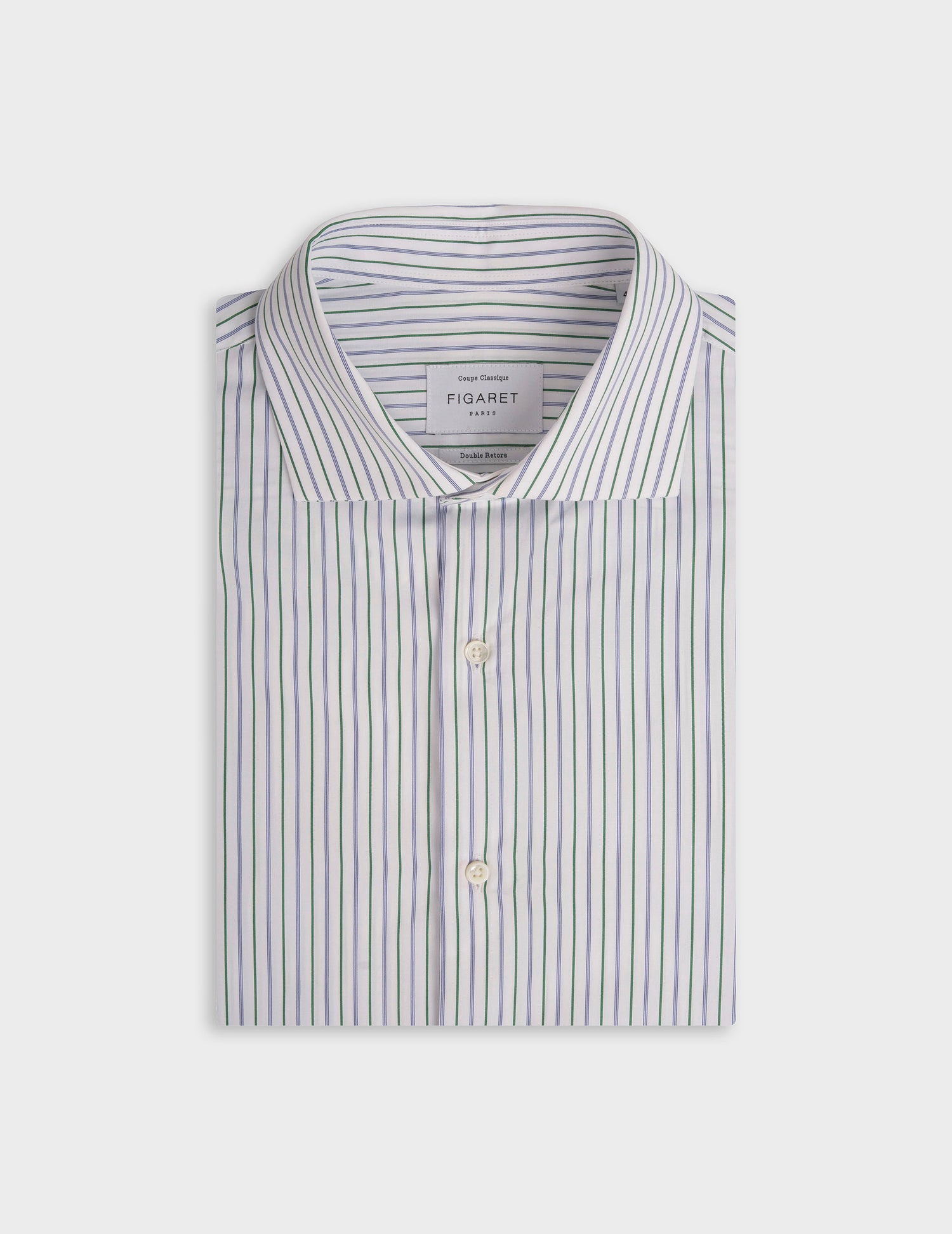 Classic green striped shirt - Poplin - Italian Collar