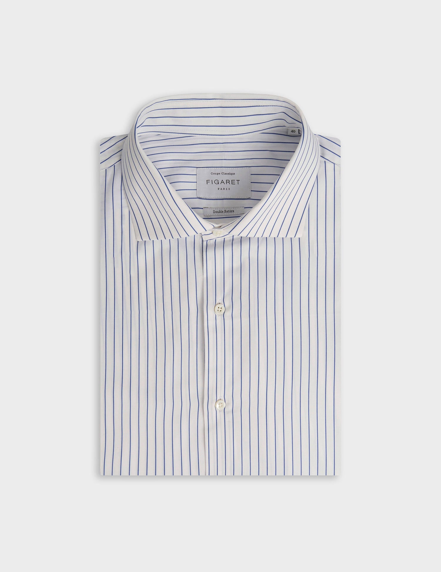 Classic blue striped shirt - Twill - Italian Collar