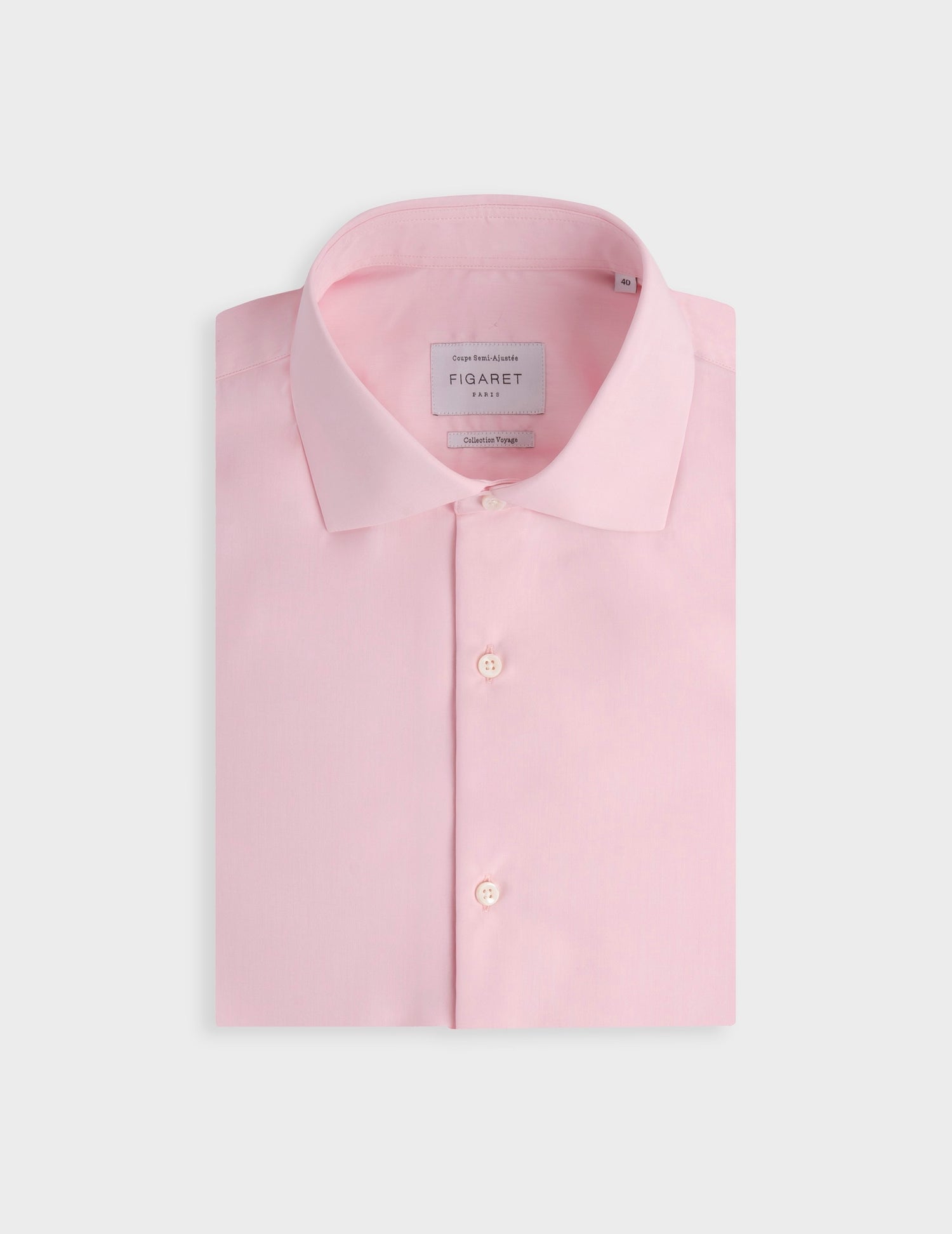 Pink semi-fitted easy-iron shirt - Poplin - Italian Collar - Easy-iron