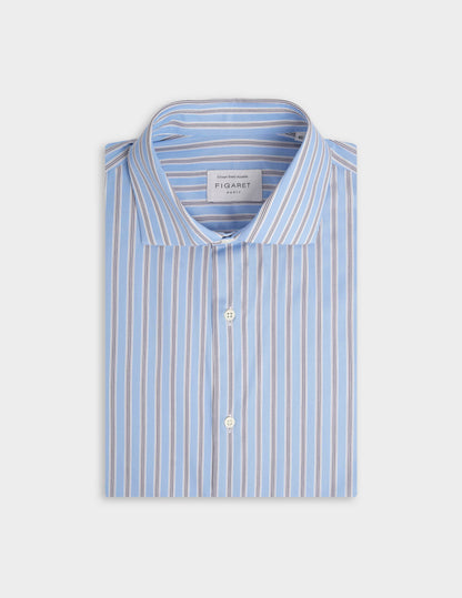 Semi-fitted blue striped shirt