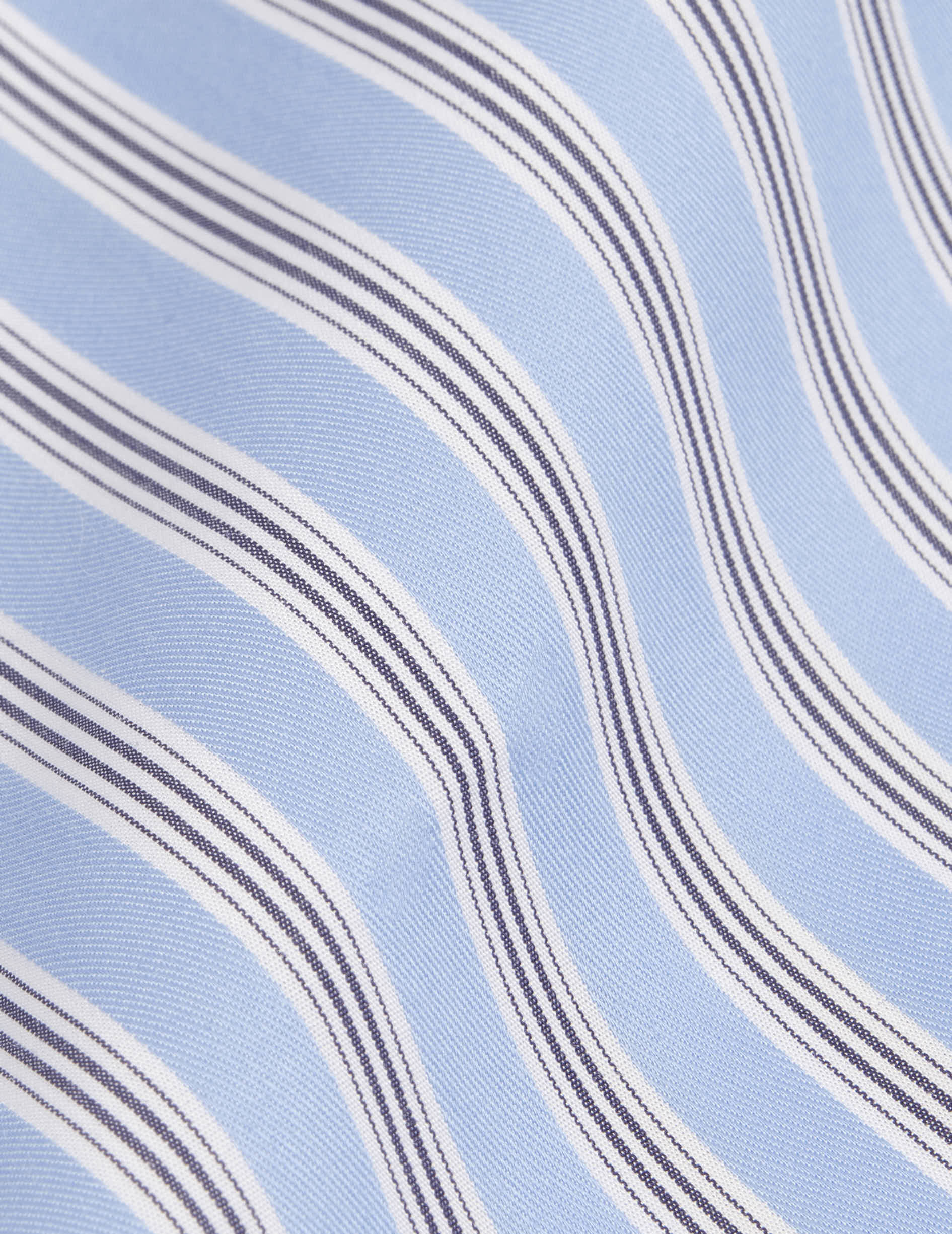 Semi-fitted blue striped shirt - Twill - Italian Collar