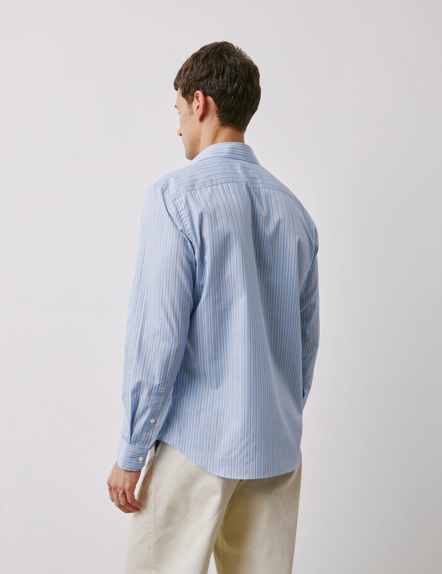 Semi-fitted blue striped shirt - Twill - Italian Collar#4
