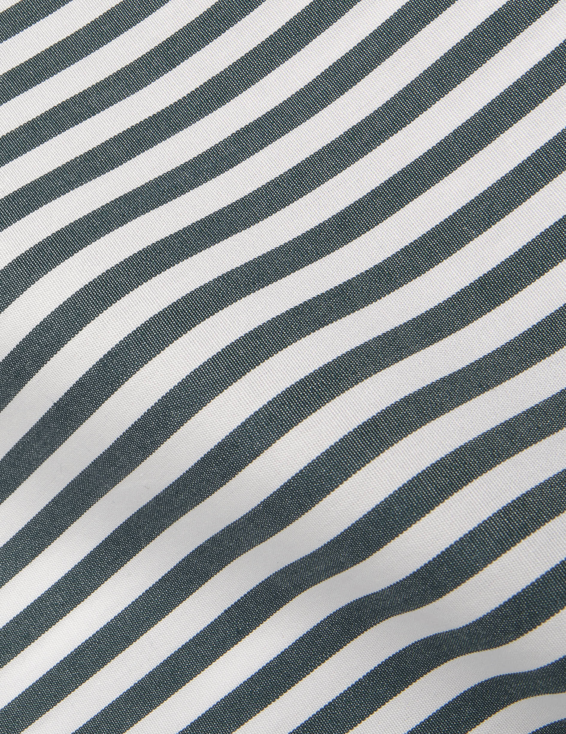 Green semi-fitted striped shirt - Poplin - Italian Collar