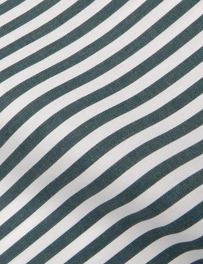 Green semi-fitted striped shirt