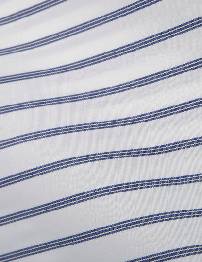 Semi-fitted blue striped easy-iron shirt
