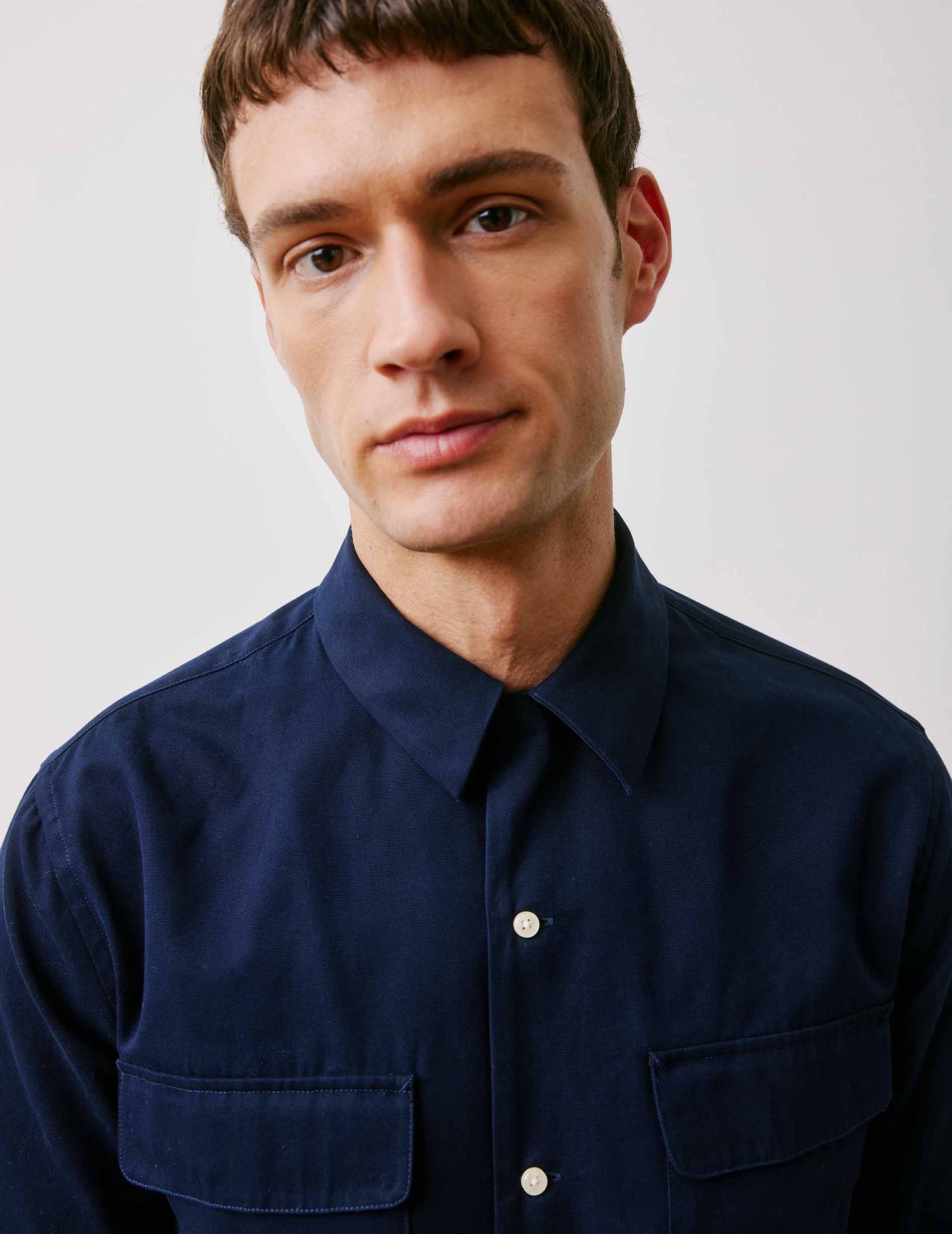 Ivano navy shirt - Twill - Cuban with bridle Collar#3