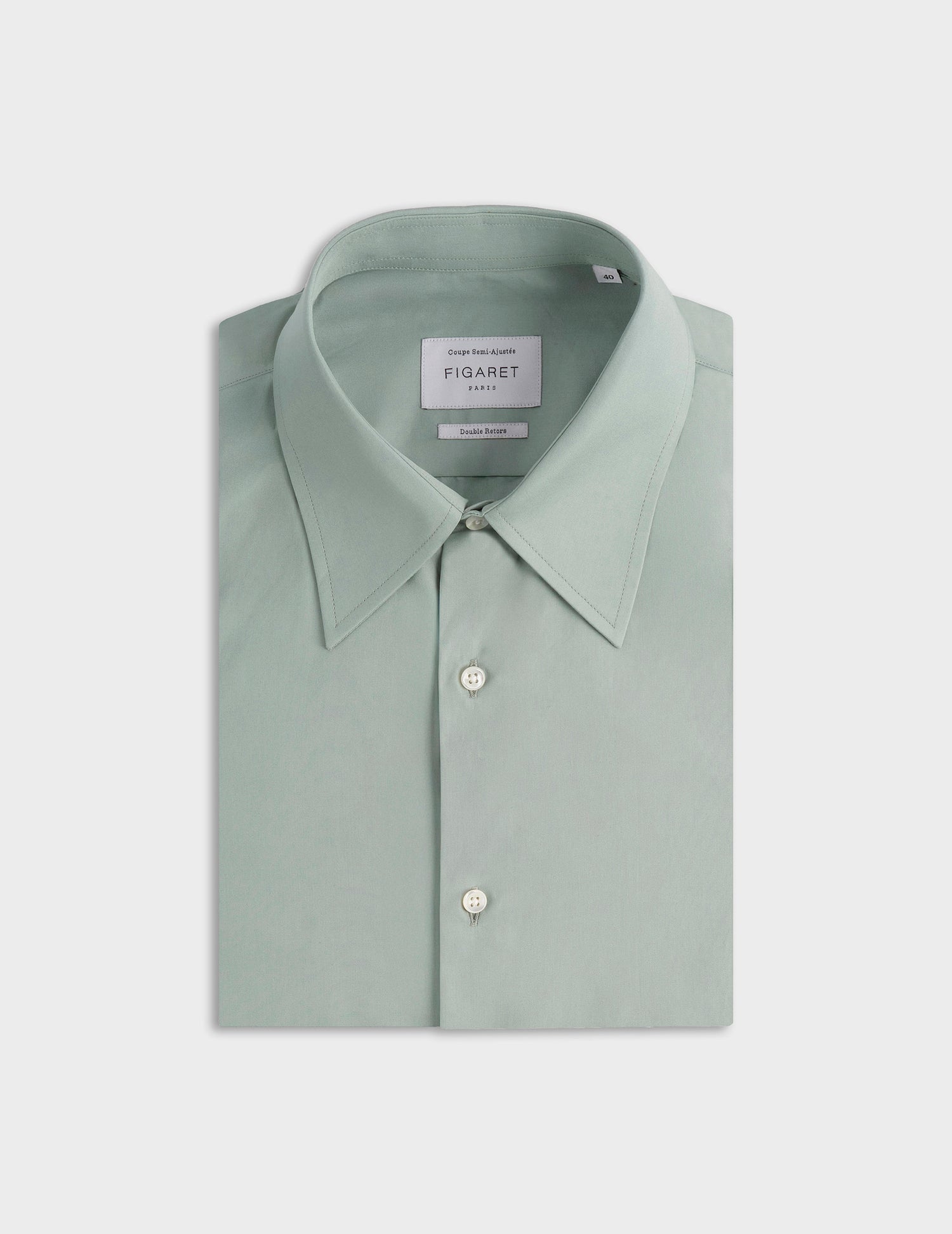 Semi-fitted green shirt - Poplin - Majestic Collar