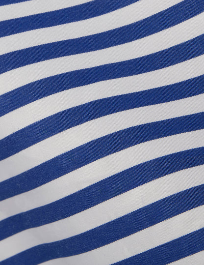 Semi-fitted navy striped shirt