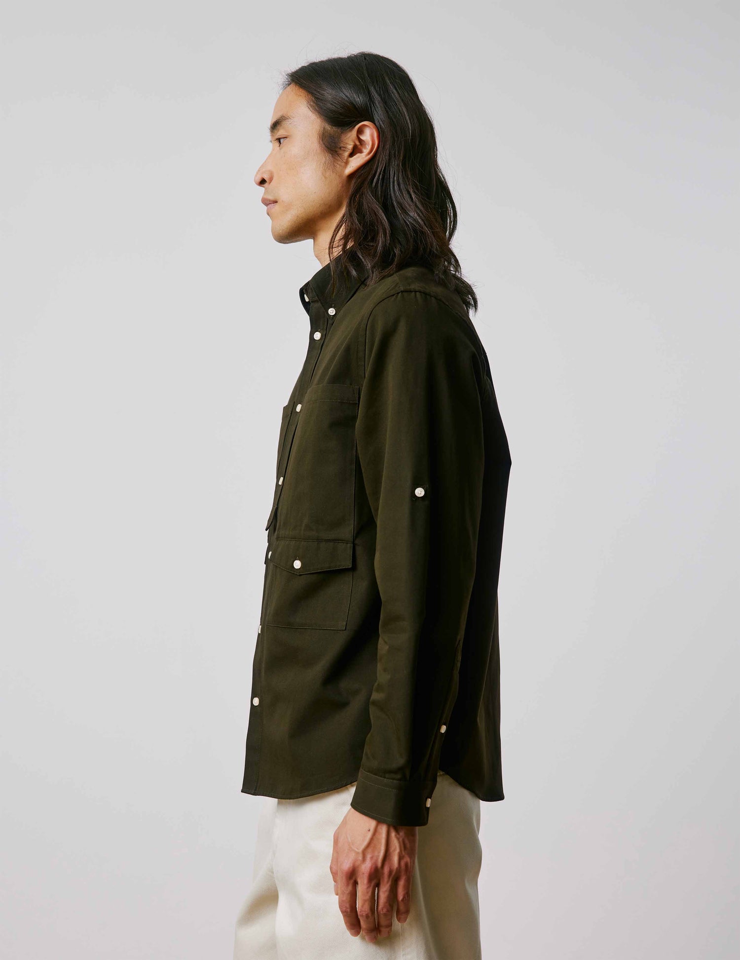 Mathéo khaki shirt - Twill - Prodigious buttoned Collar#3