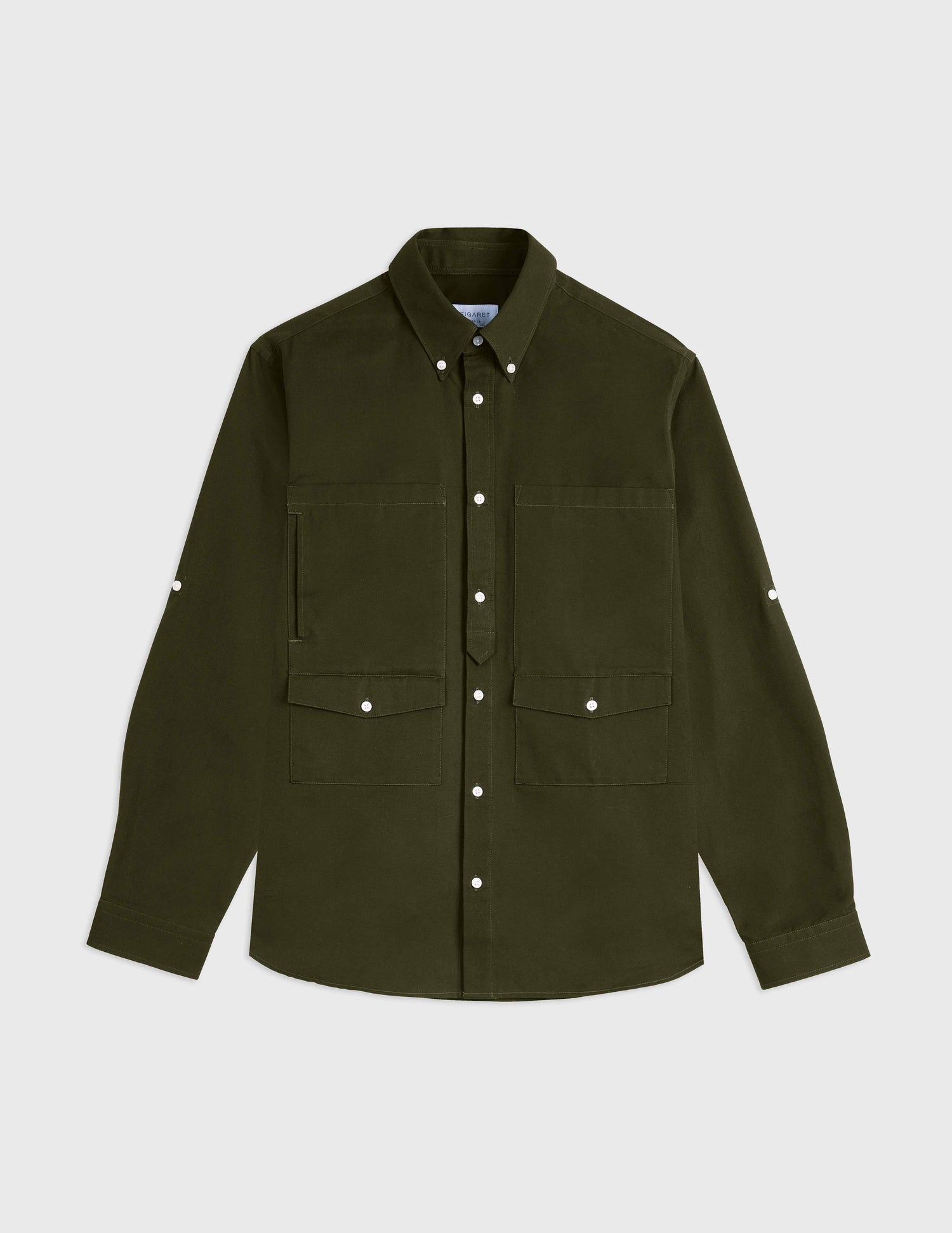 Mathéo khaki shirt - Twill - Prodigious buttoned Collar#4