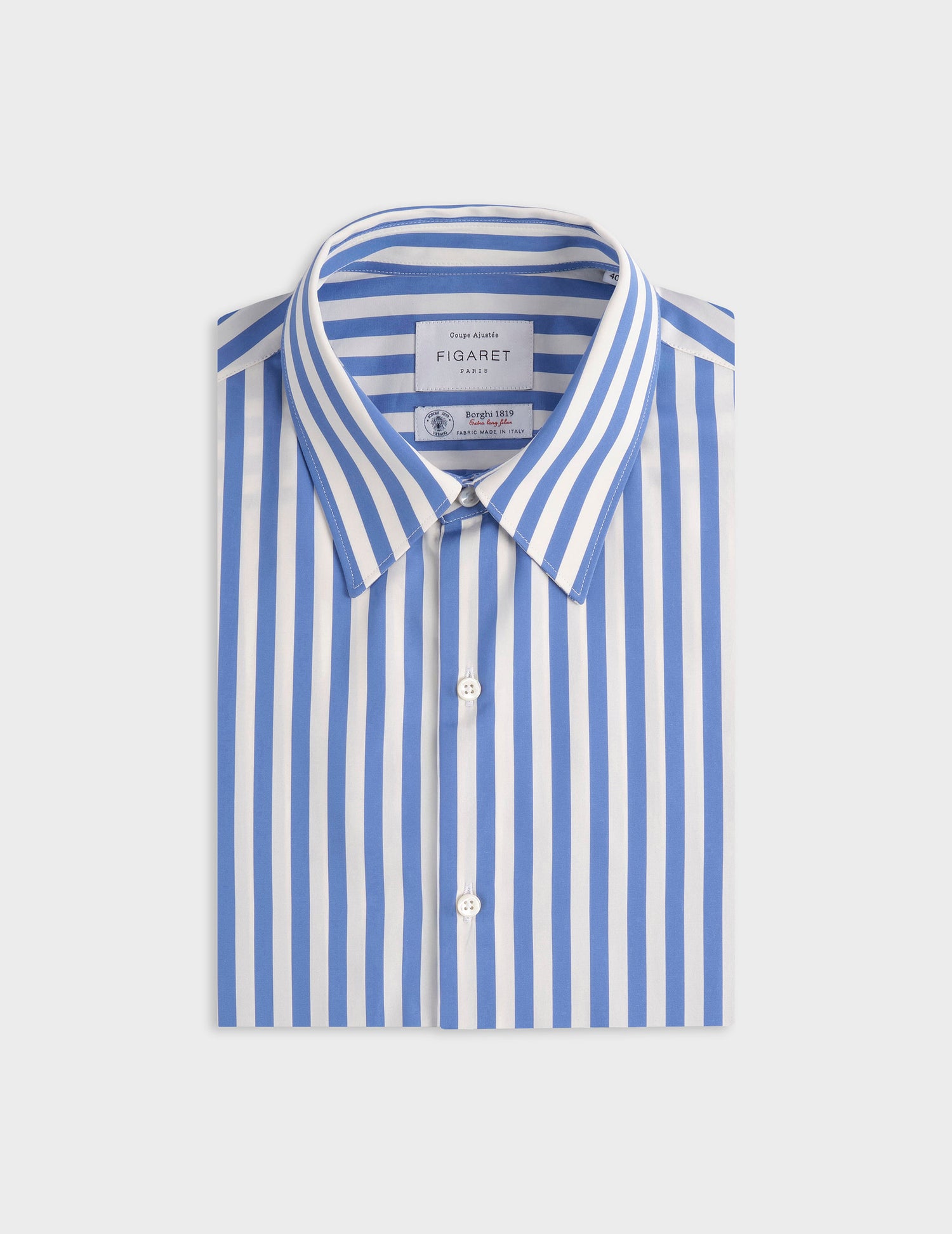 Fitted blue striped shirt - Poplin - Prodigious Collar