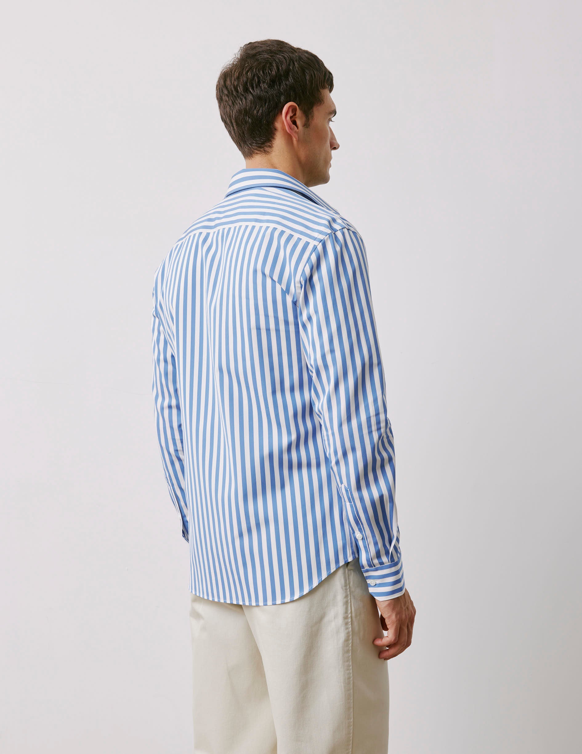Fitted blue striped shirt - Poplin - Prodigious Collar