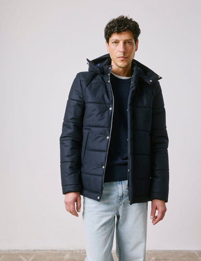 Isola navy wool canvas padded jacket