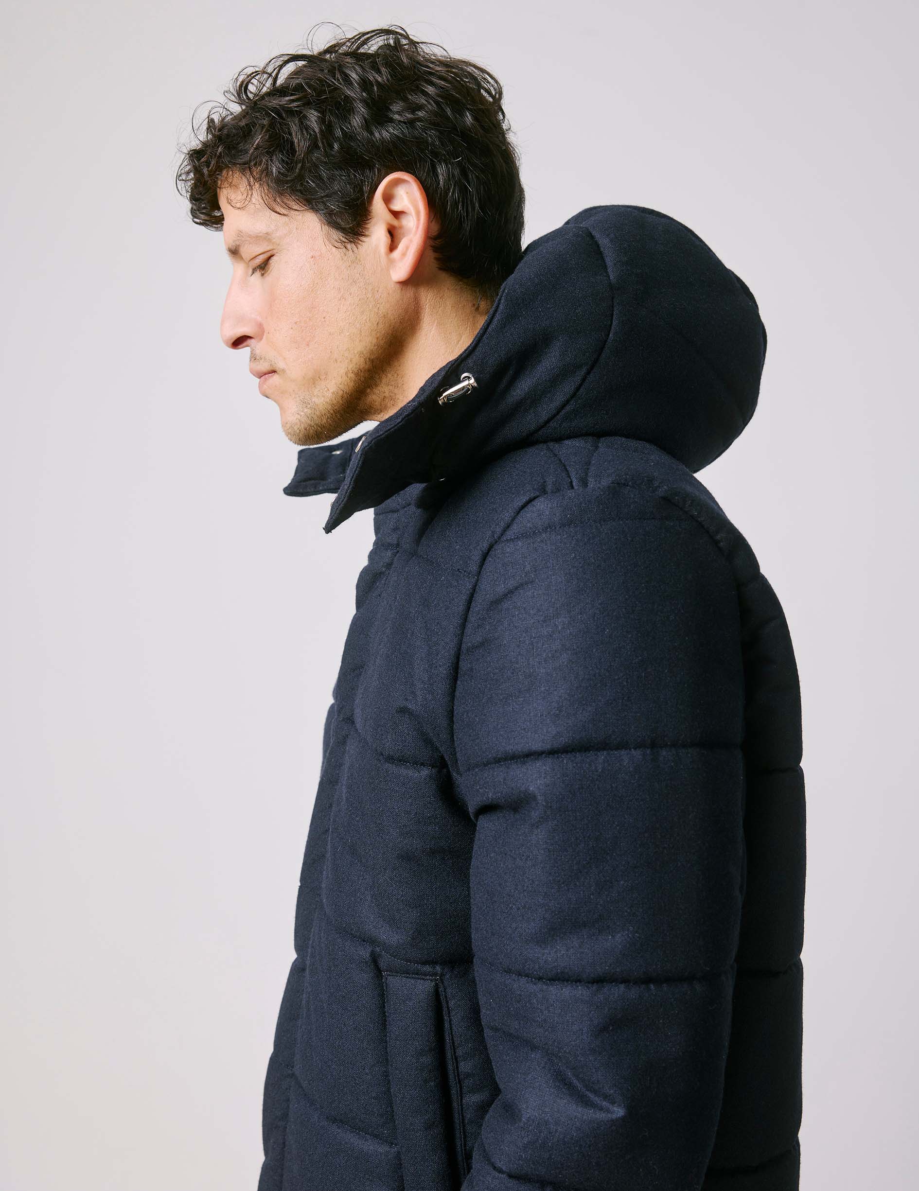 Isola navy wool canvas padded jacket