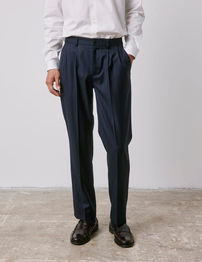 Driss navy striped virgin wool suit pants