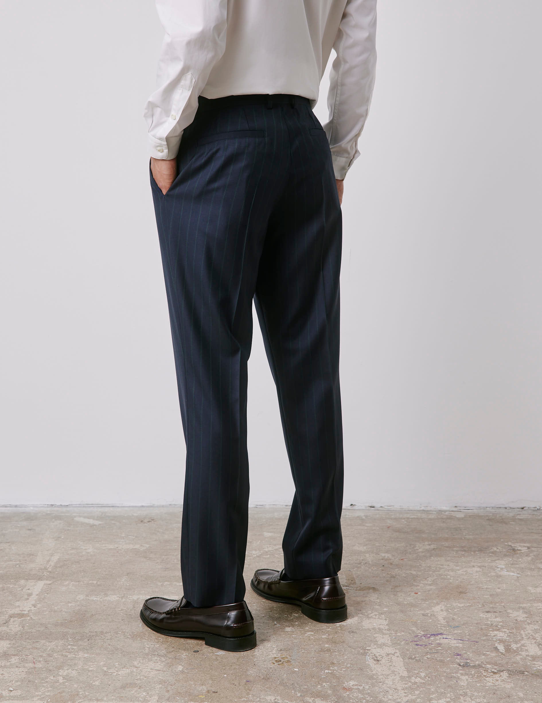 Driss navy striped virgin wool suit pants