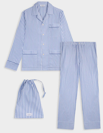 Louis blue striped poplin pajamas