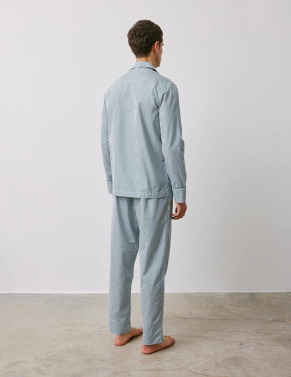 Louis green striped poplin pajamas