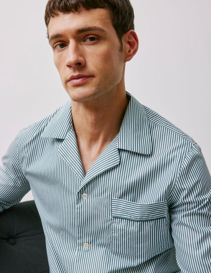 Louis green striped poplin pajamas