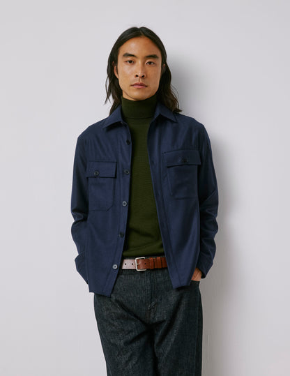 Maxime navy wool canvas shirt jacket