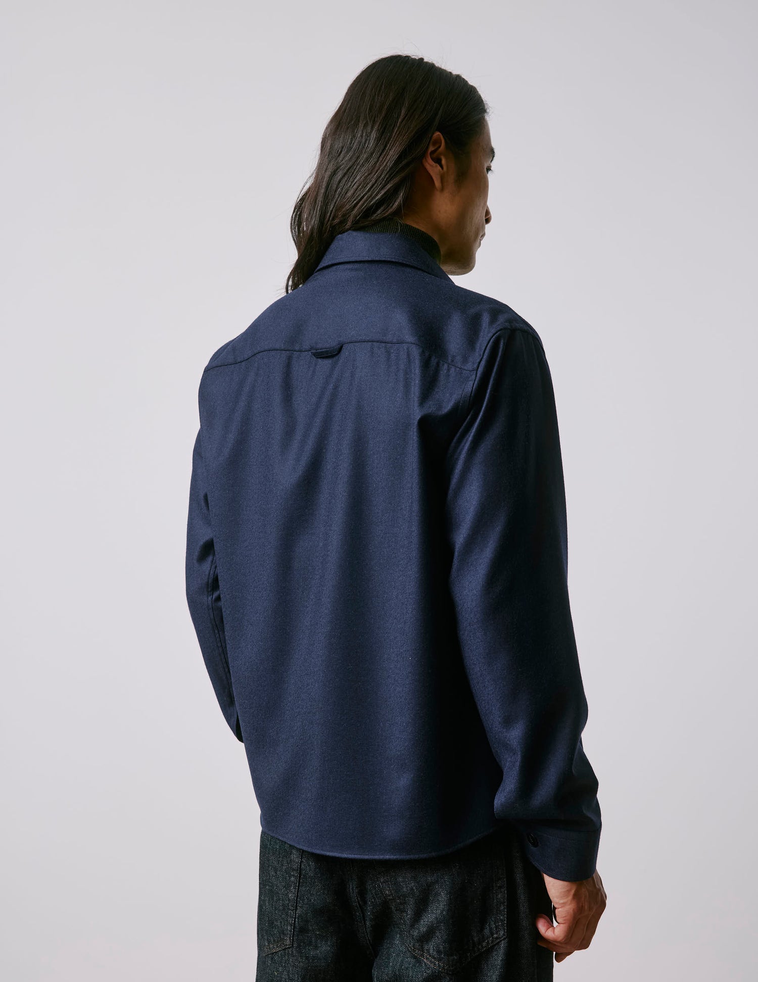 Maxime navy wool canvas shirt jacket