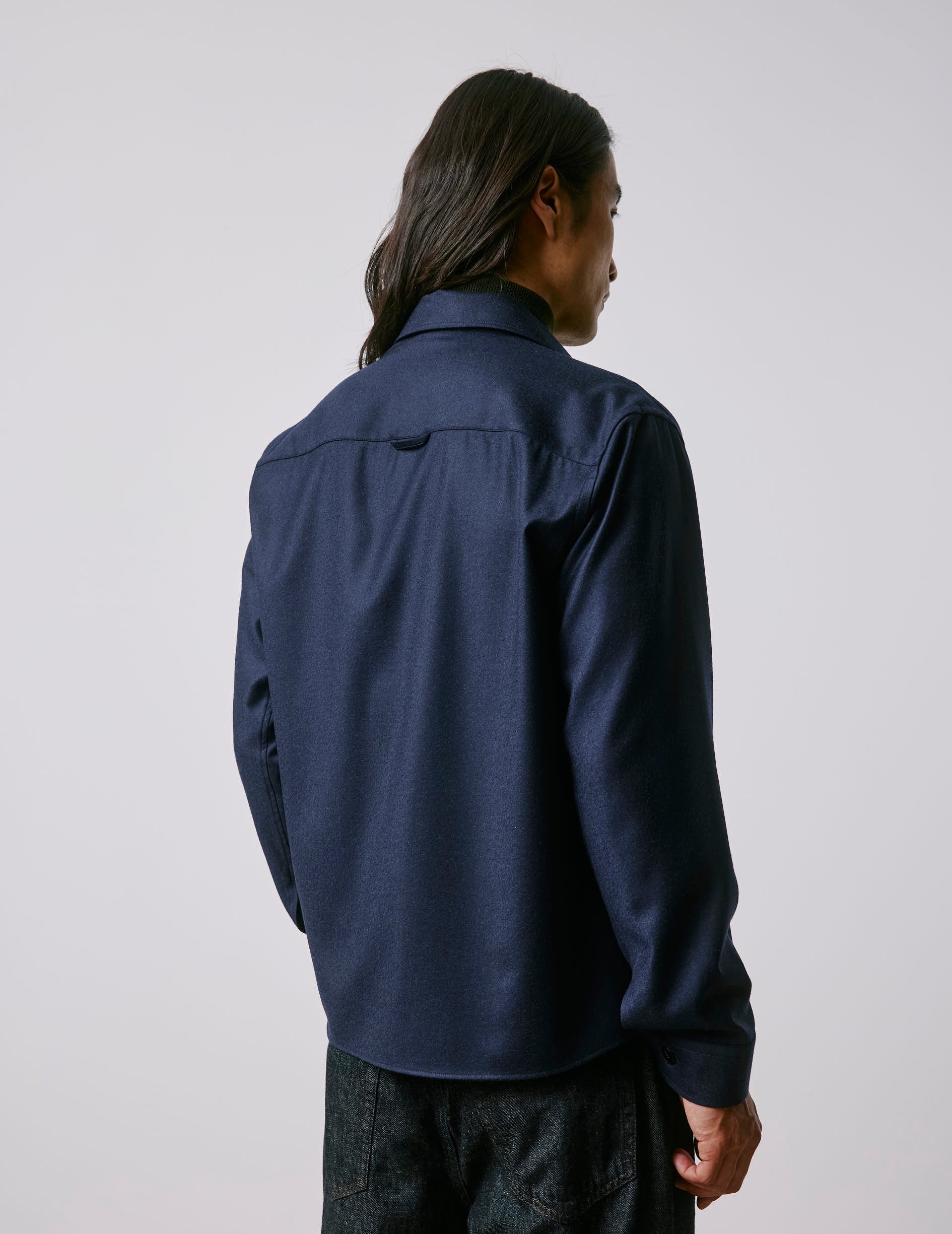 Maxime navy wool canvas shirt jacket