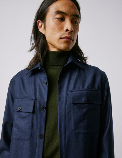 Maxime navy wool canvas shirt jacket