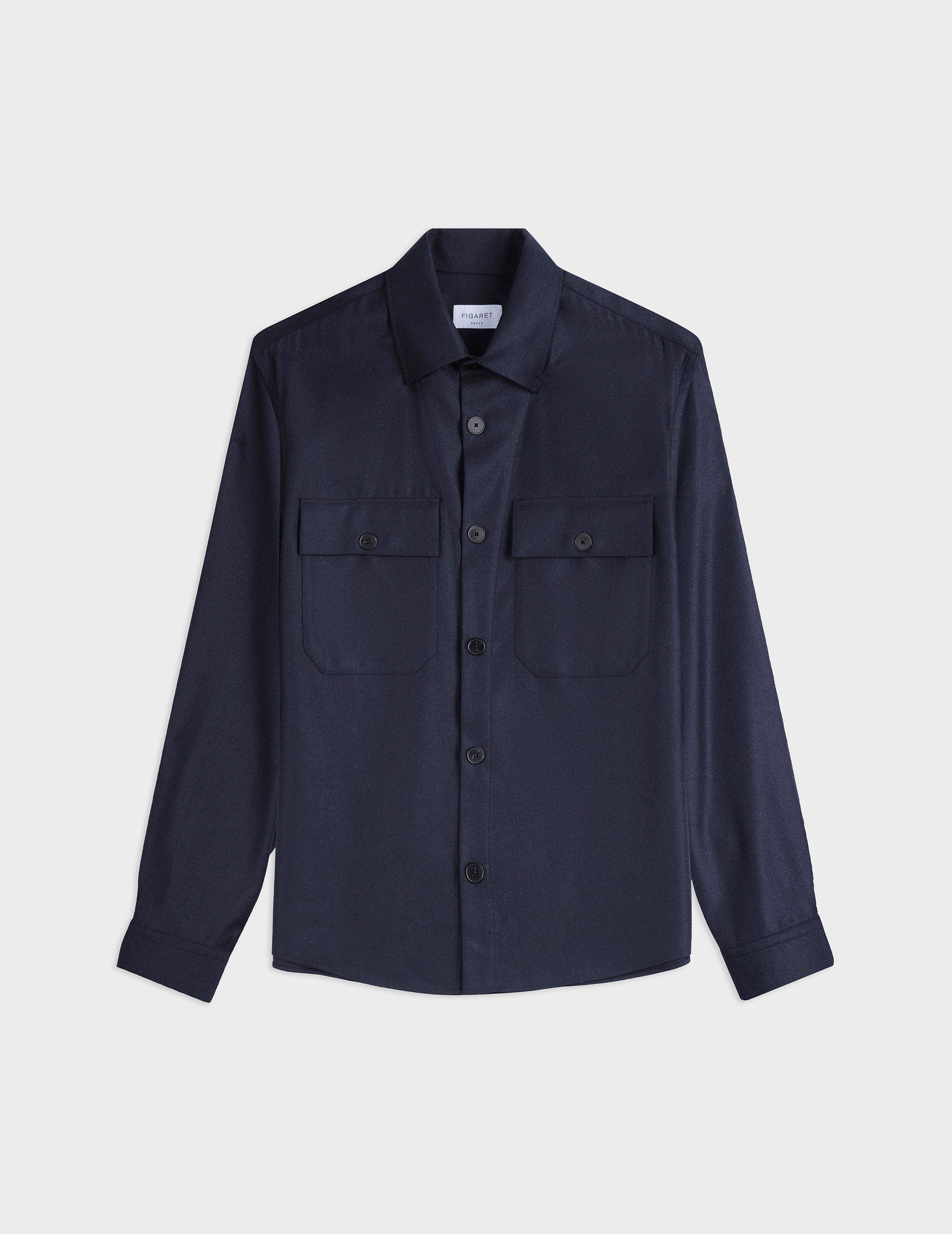 Maxime navy wool canvas shirt jacket