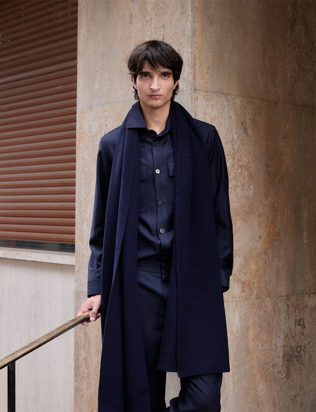 Maxime navy wool canvas shirt jacket