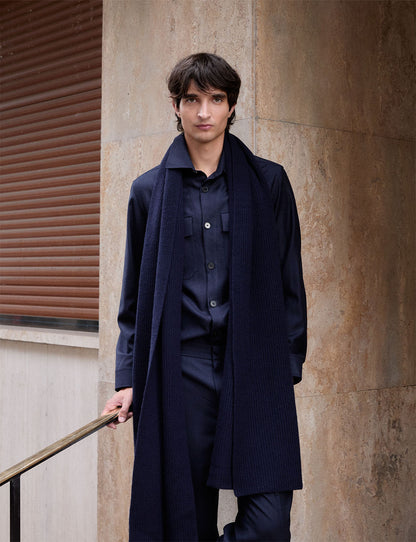 Maxime navy wool canvas shirt jacket