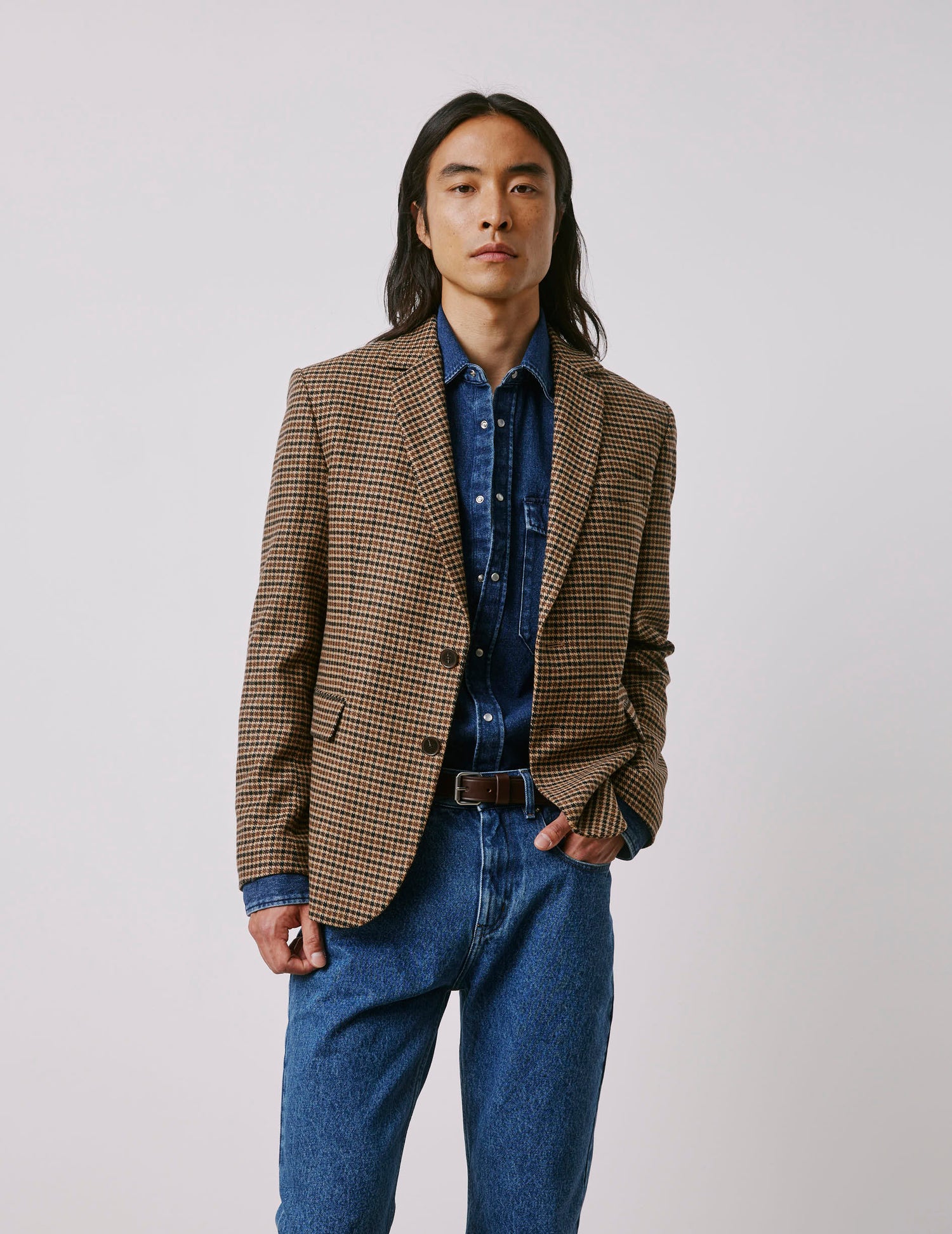 Gabin brown houndstooth wool blazer