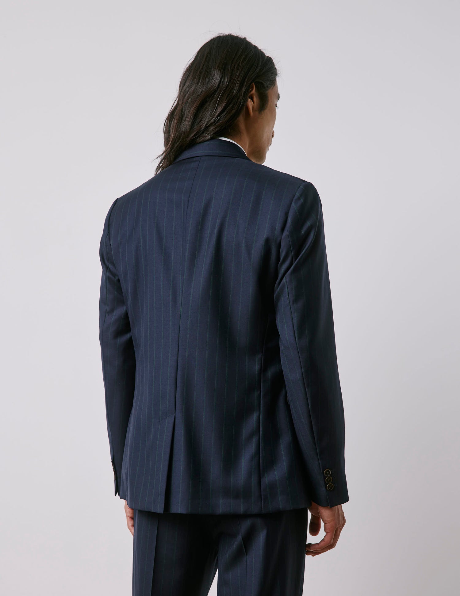 Marlon navy striped wool suit jacket