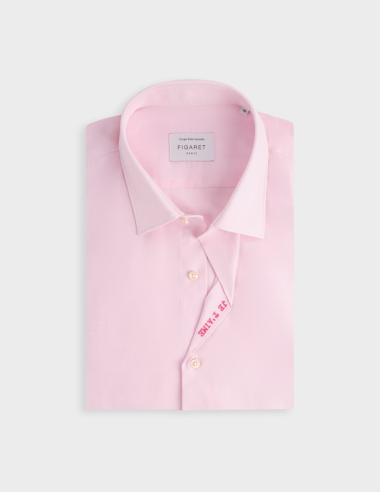Unisex Pink "Je t'aime" shirt - Pinpoint - Figaret Collar#3