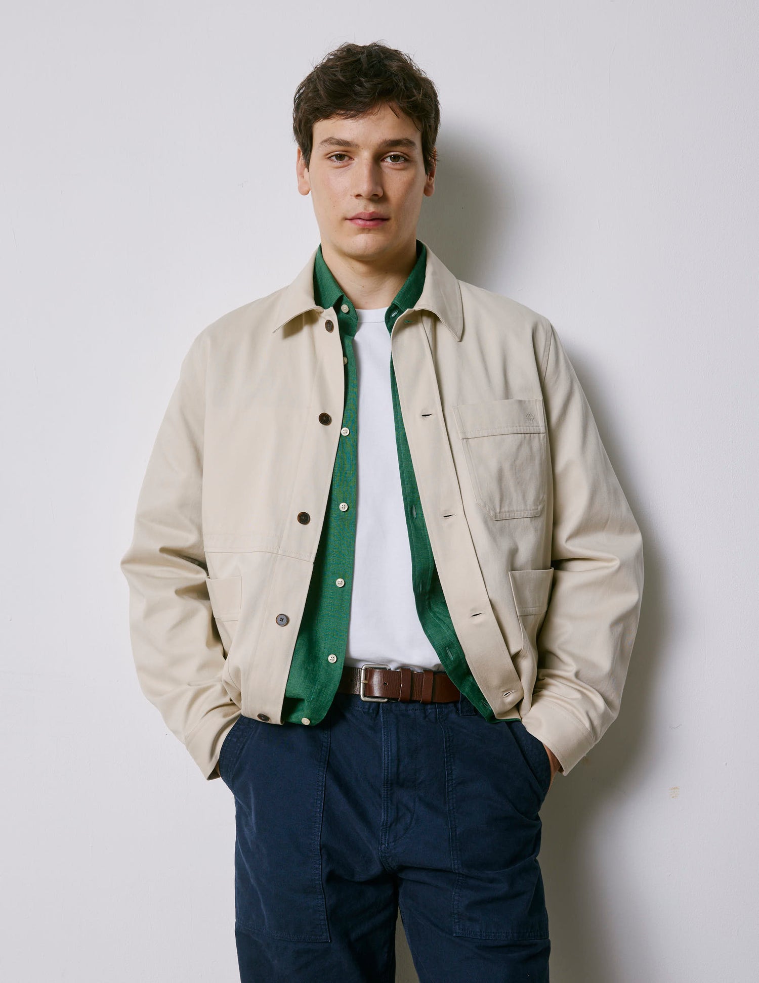 Mael overshirt in light beige twill