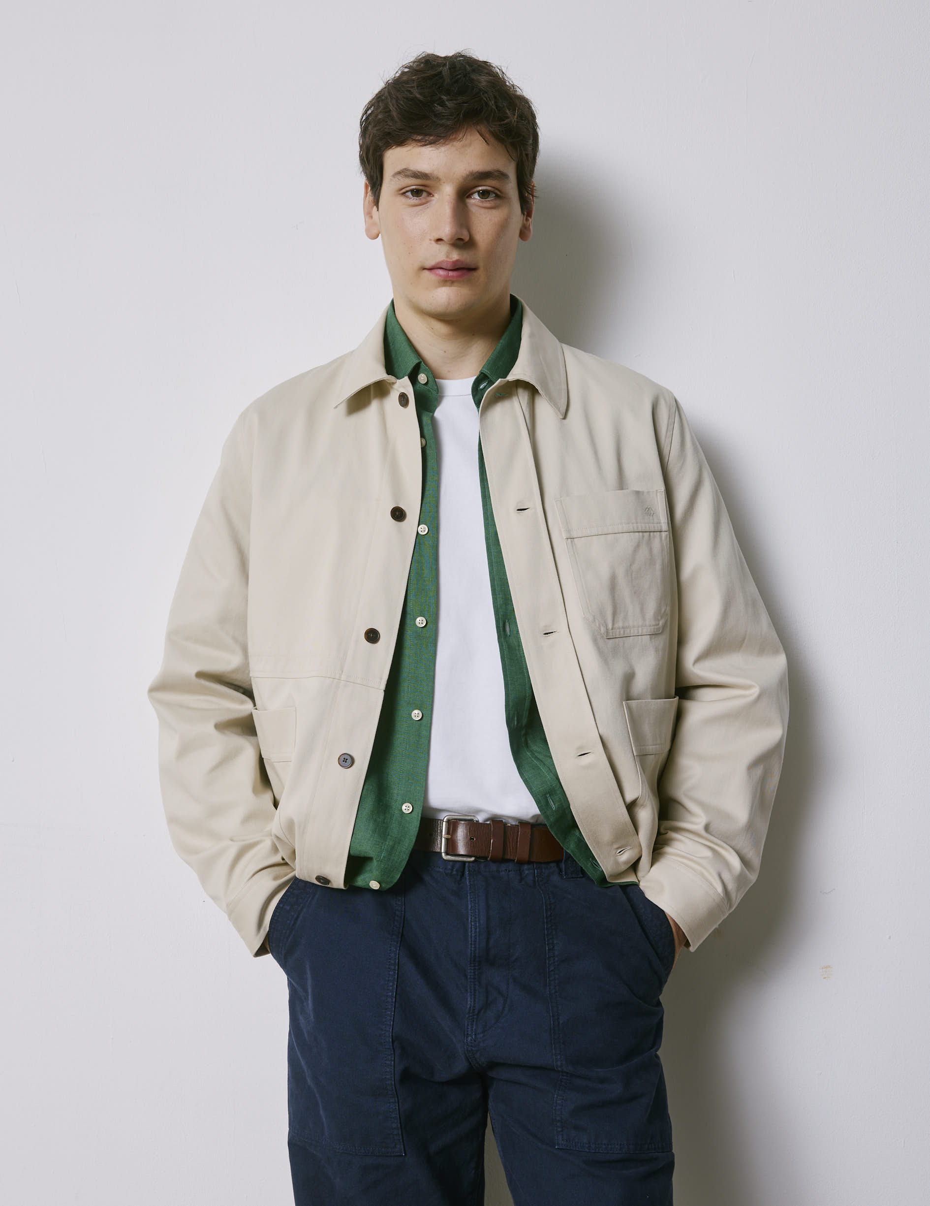 Mael overshirt in light beige twill