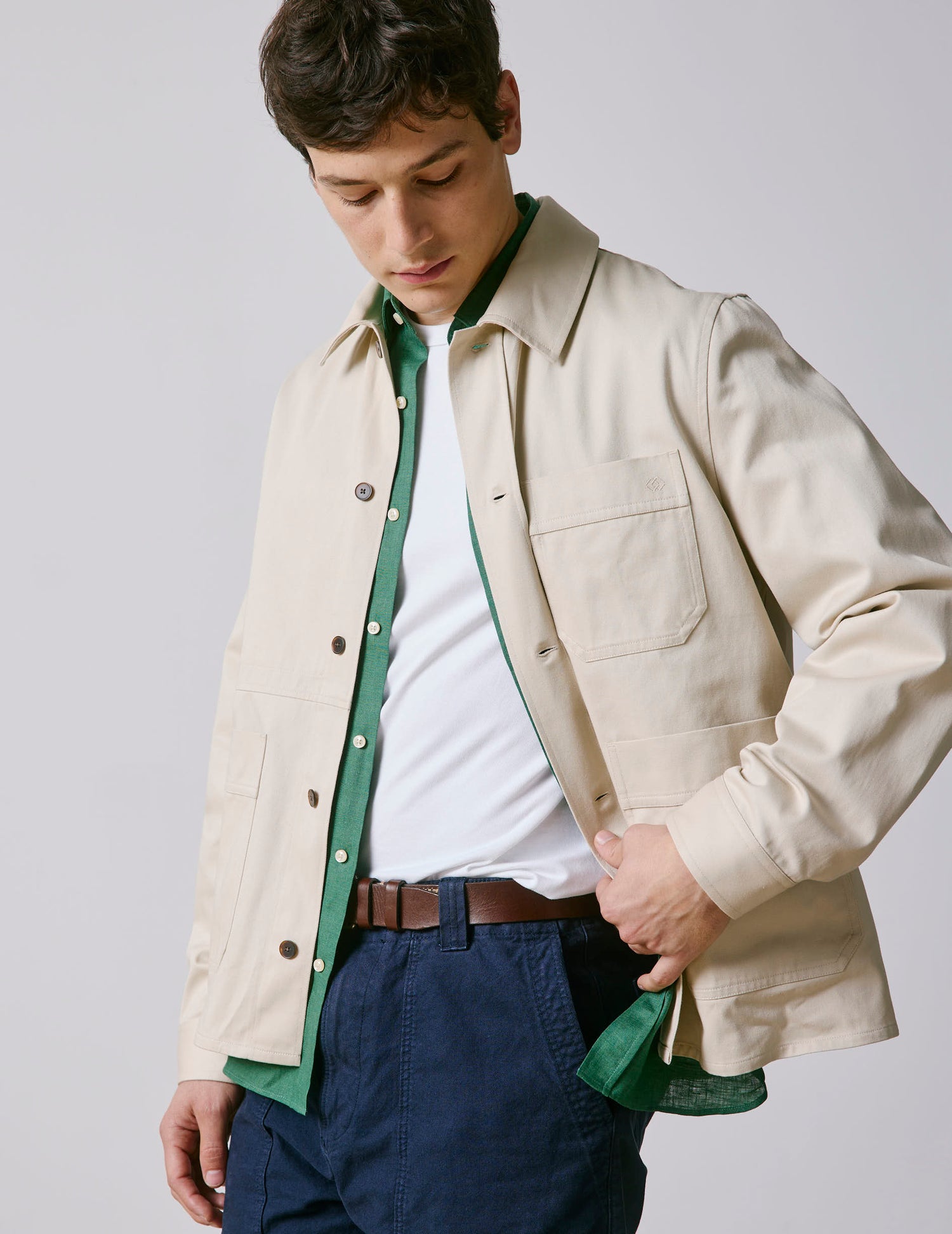 Mael overshirt in light beige twill