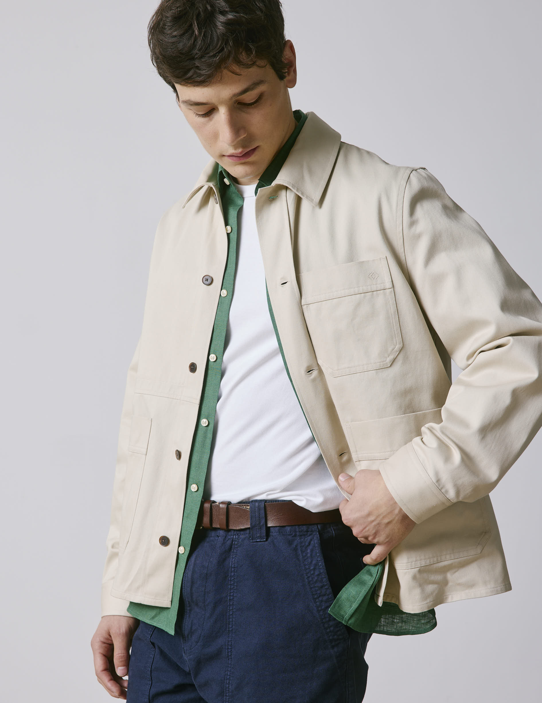 Mael overshirt in light beige twill