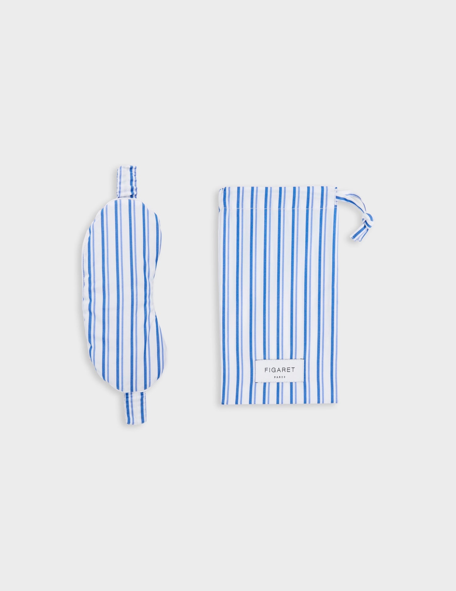 Blue striped poplin sleep mask