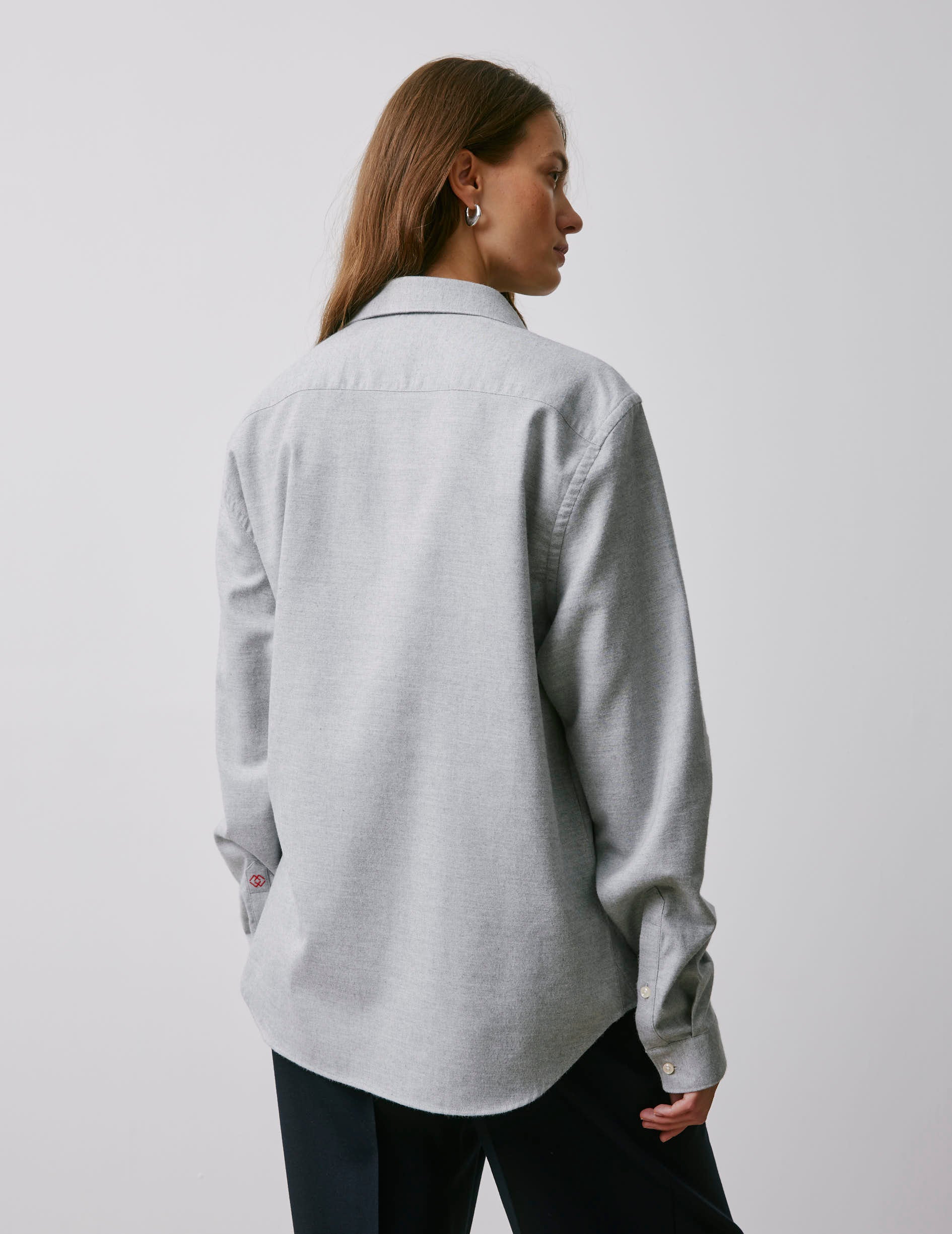 Unisex grey Je t'aime shirt - Flannel - Figaret Collar